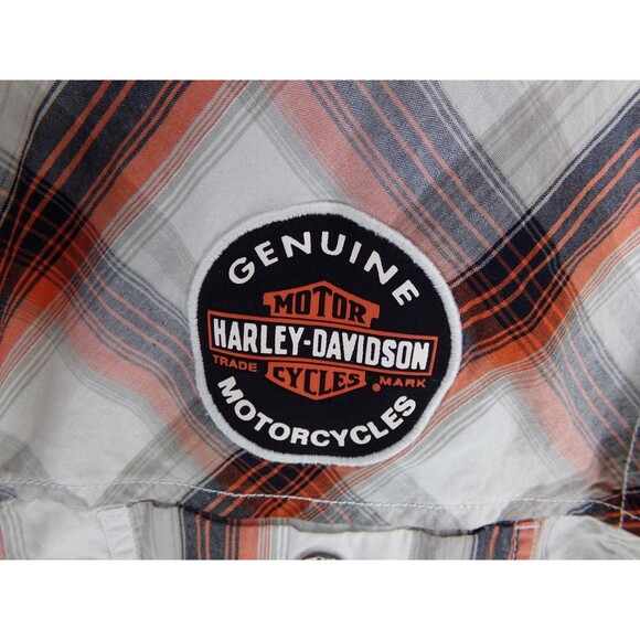 Harley Davidson Genuine Motor Clothes Mens Shirt SZ L Plaid Short Sleeve button - Picture 2 of 7